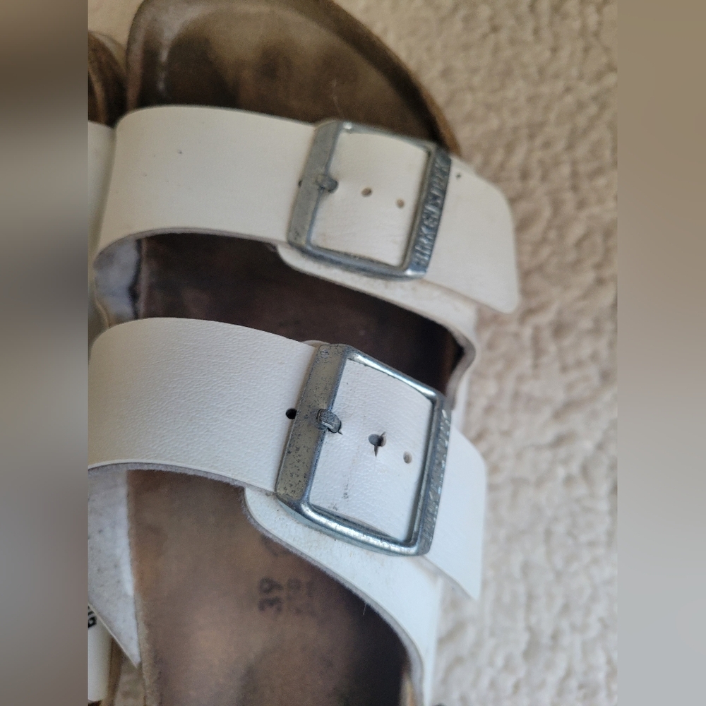 Birkenstock Arizona White Two-Strap Sandals Size 39 - Picture 5 of 8